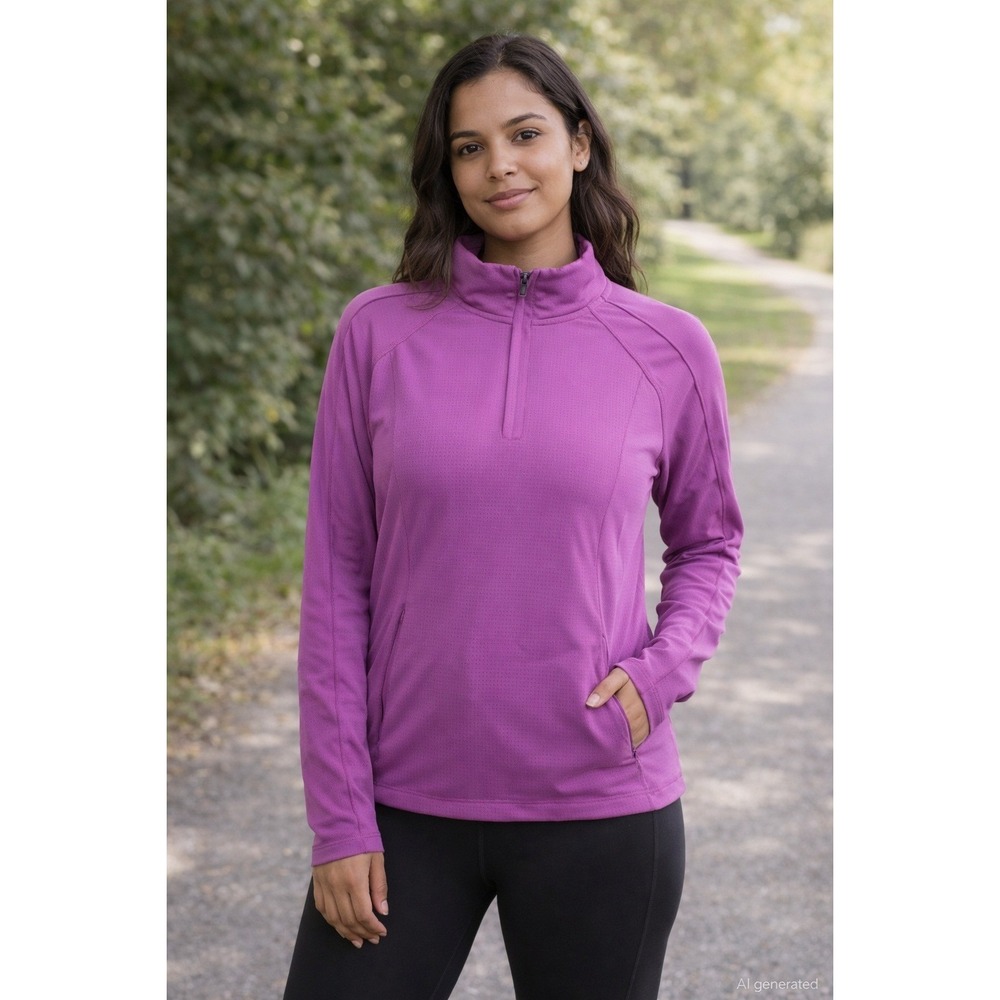 Women Athletic Pullover‎ Small Pink Performance Luxury Quarter Zip Activewear